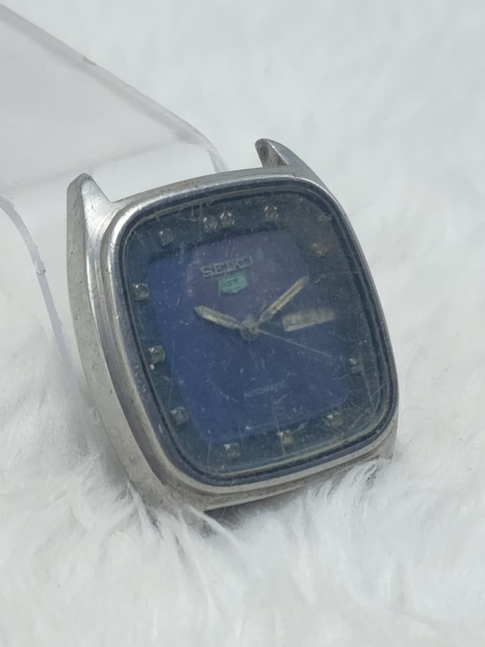 Vintage Seiko 5 Automatic 6309-5280A Blue Dial Day Date Not Working For Repair