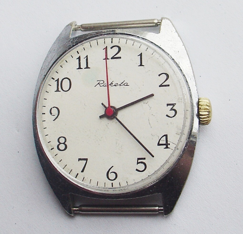 Rare Vintage Raketa Russian Soviet watch mov 2609.HA White Dial USSR SERVICED