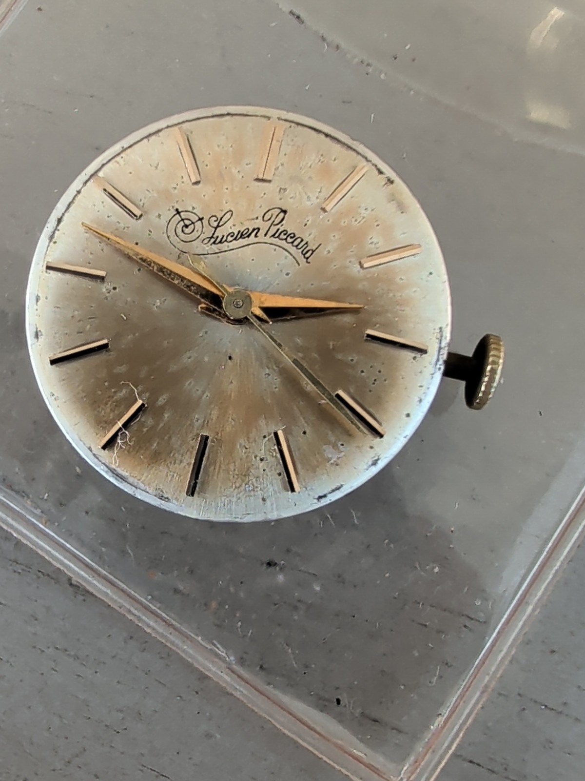 Lucien Picard Watch Movement Swiss 17 Jewel AXU 24mm Gold Dial Ticking