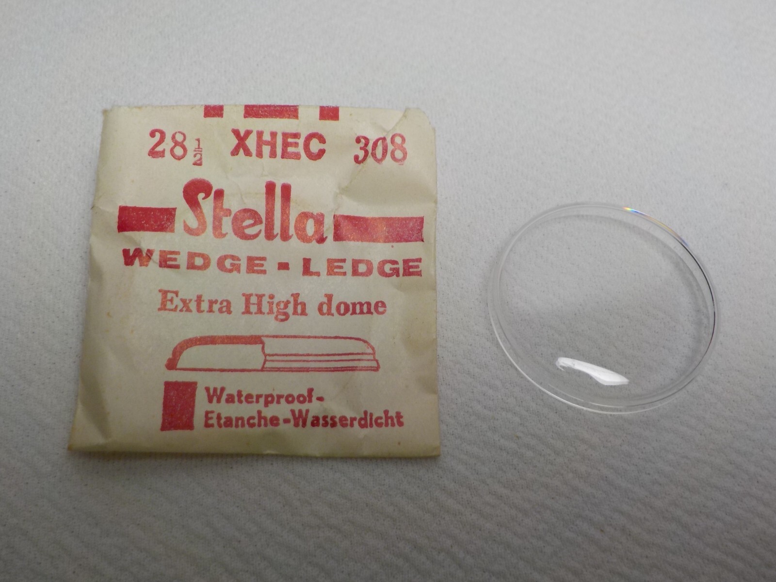 STELLA WEDGE LEDGE EXTRA HIGH DOME WATCH CRYSTAL 308 REPLACEMENT 28 1/2 XHEC