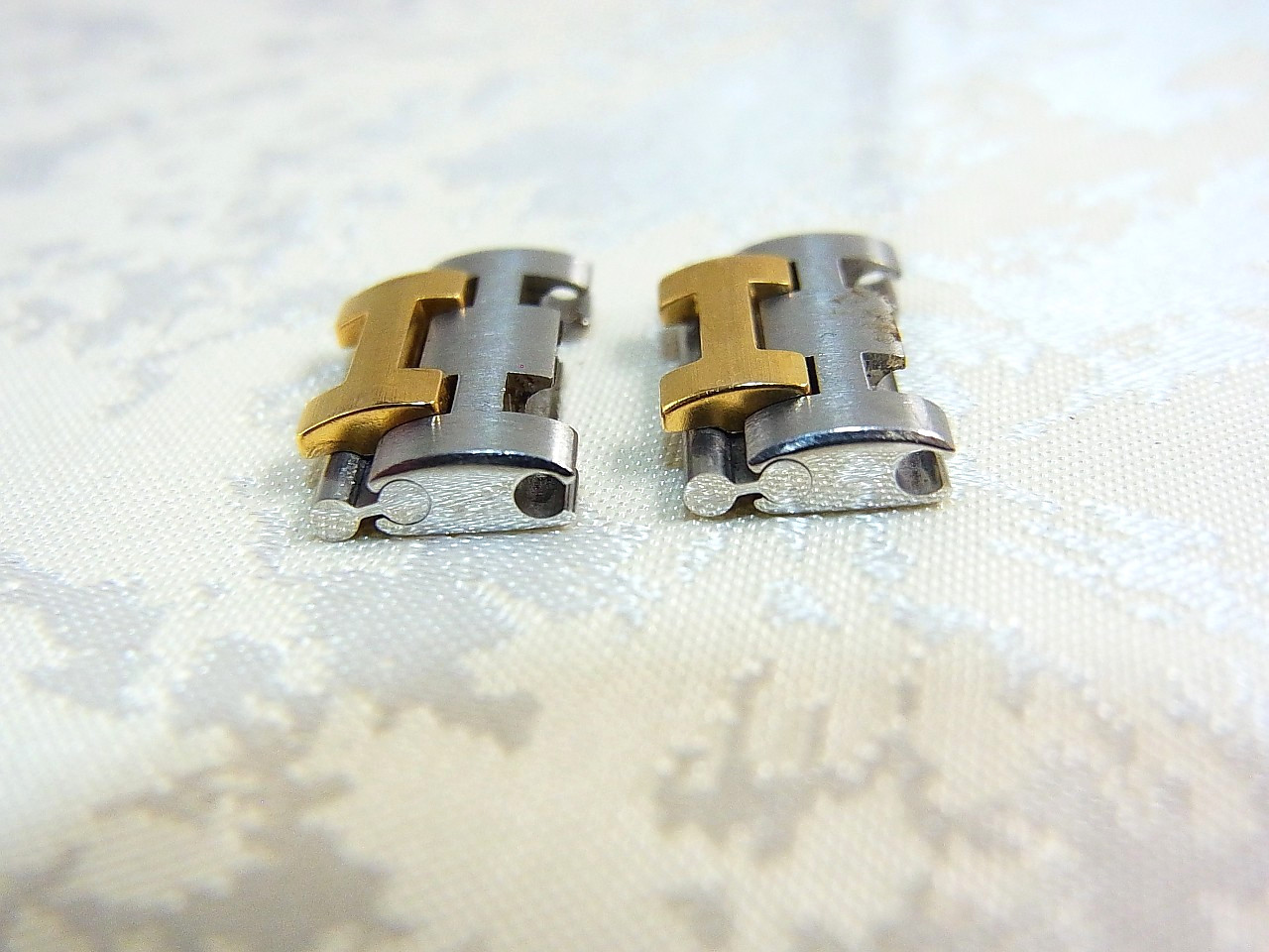 HERMES Sellier SE3.420 Genuine 14mm Link Watch Band Bracelet 2 pcs Set (b