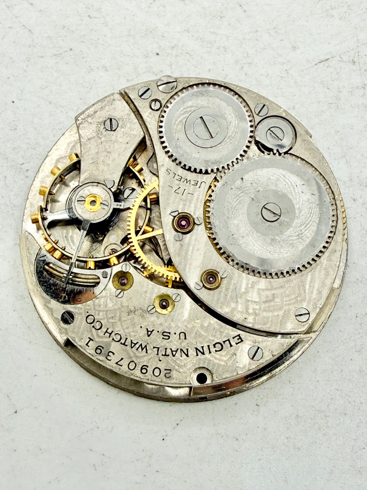 Antique 1918 12s 17j Elgin Grade 345 Pocket Watch Movement
