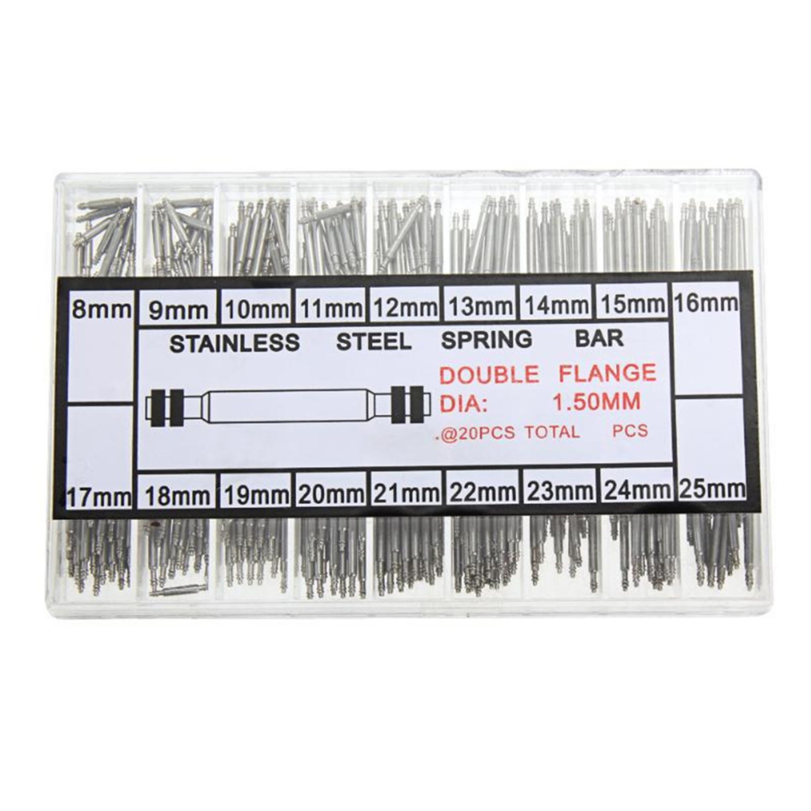 360PCS 8-25mm Watch Spring Bars Strap Link Pins Stainless Steel Repair Kit Tool