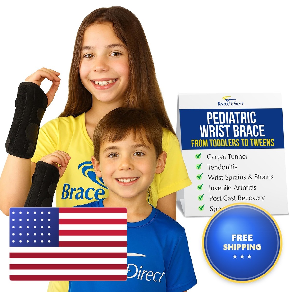 Brace Direct Kids Lace-up Wrist Brace – Carpal Tunnel, Tendonitis, Sprain