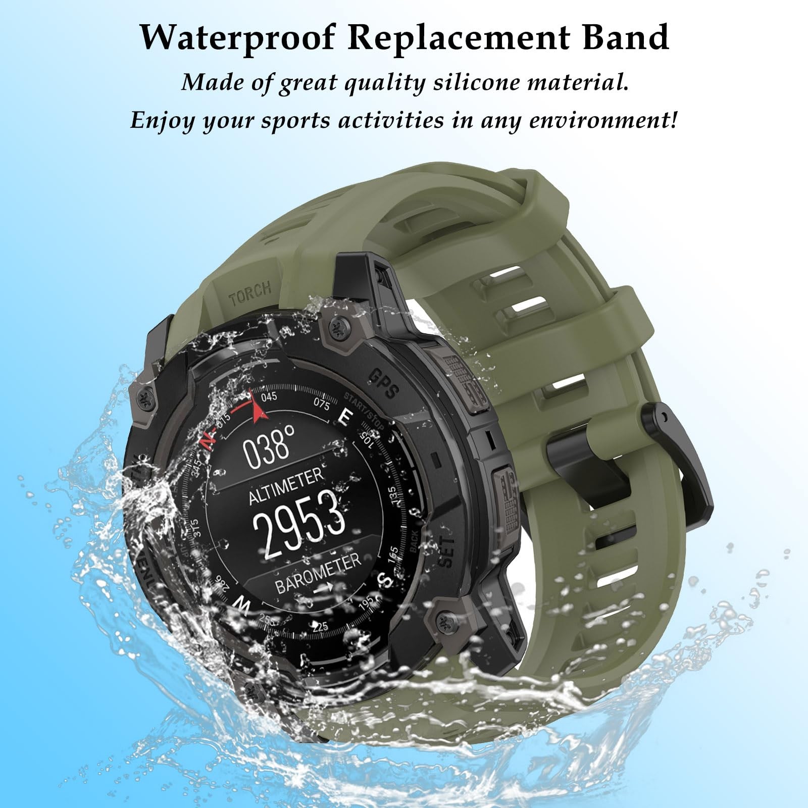 TopPerfekt Band Compatible with Garmin Instinct 3 45mm/50mm, Soft Silicone Re…
