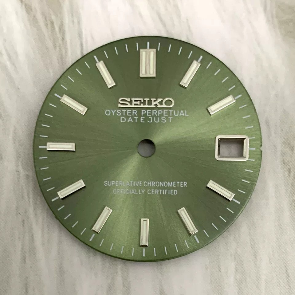 28.5mm Sun pattern Watch Dial Green Luminous for Nh35 Movement Watch Accessories