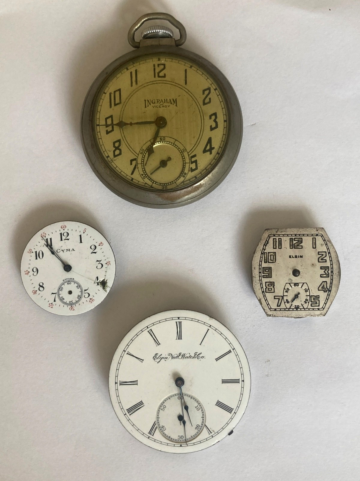 Mixed Watch Movement/Dial Repair or Parts Only Lot Ingraham/Elgin