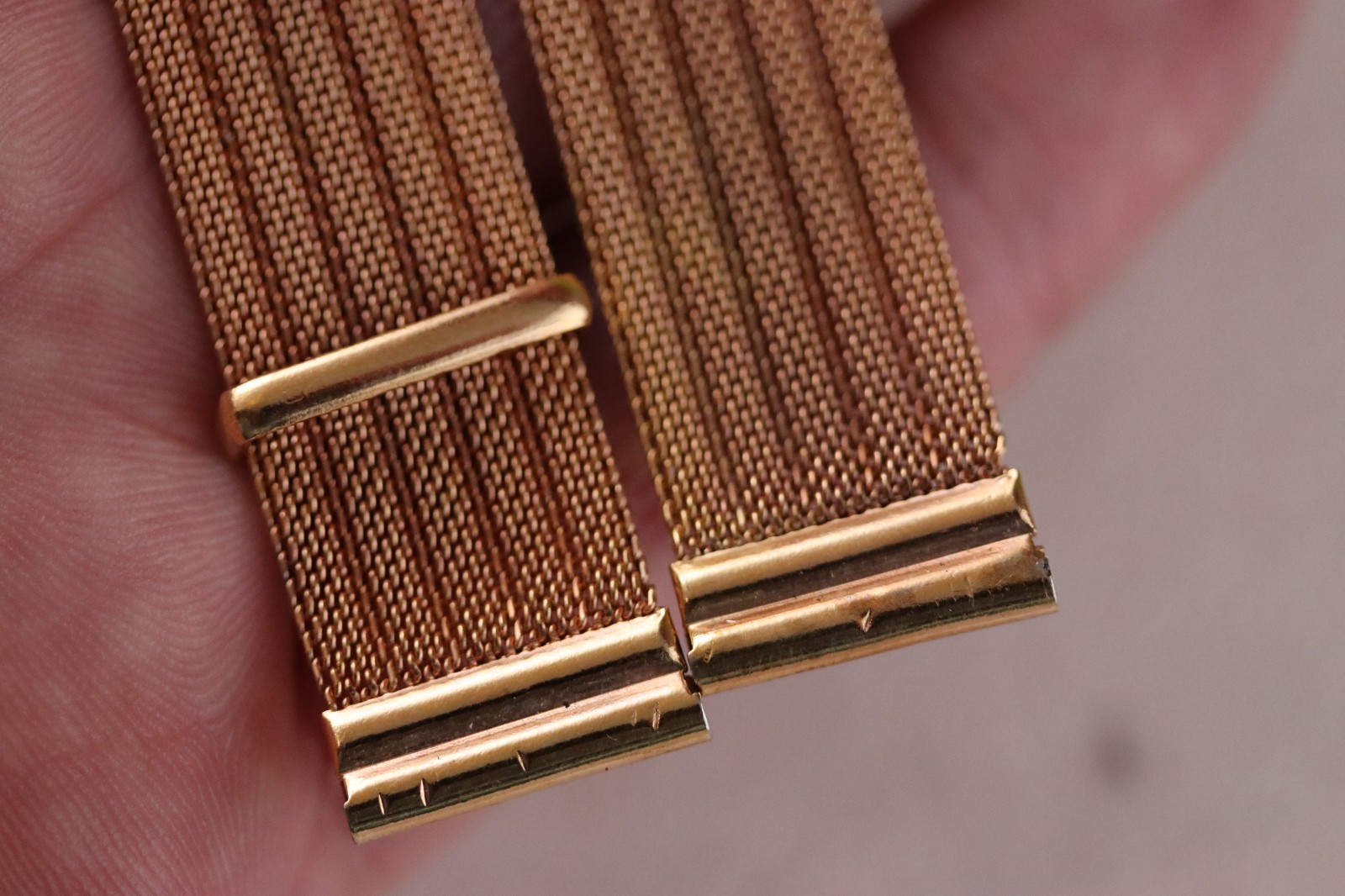 Vintage 18mm Rose gold plated 2 part watch strap – NOS