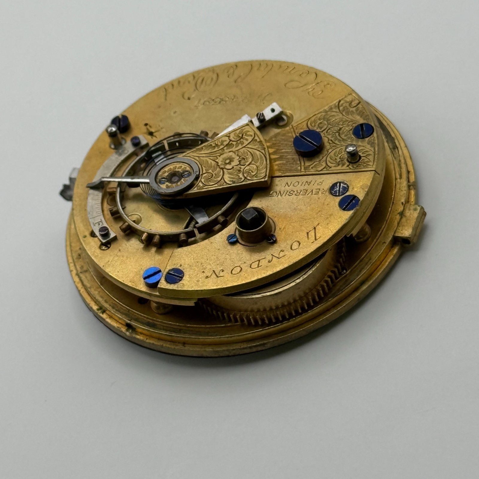 Kendal & Dent London Pocket Watch Movement – English Lever – Parts Repair 44.3mm