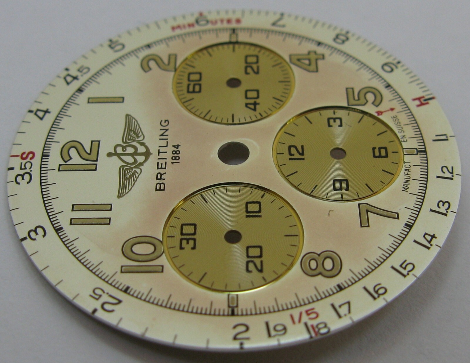 Vintage Dial Breitling 1884 12 Hrs. 3 counters * discolored … *