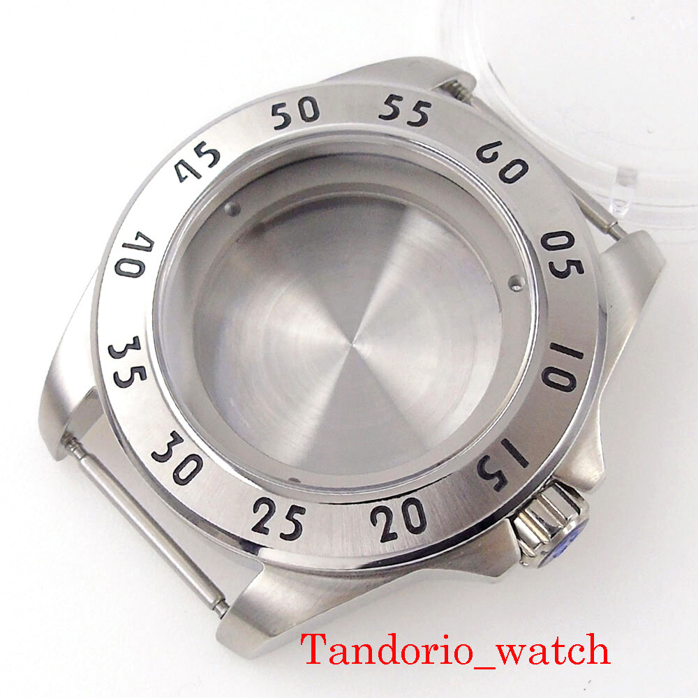 Silver Color 43mm Watch Case Sapphire Crystal For MIYOTA 8215 821A Mingzhu 2813
