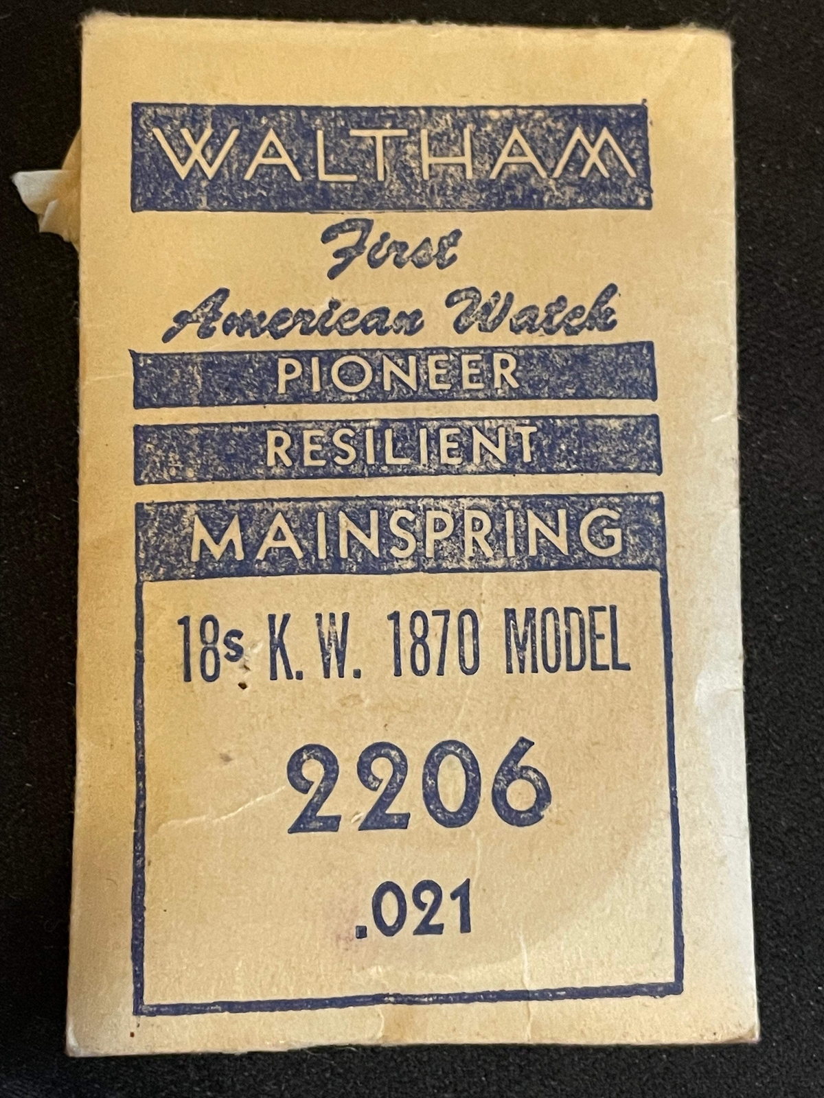 Waltham Factory Mainspring for 18s Model 1870 KW No. 2206 – Steel