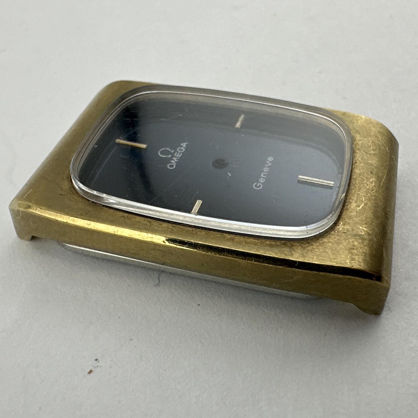 NOS OMEGA Geneve 24mm 511.0469 Watch Case W/ Navy Dial Vintage Watch Part