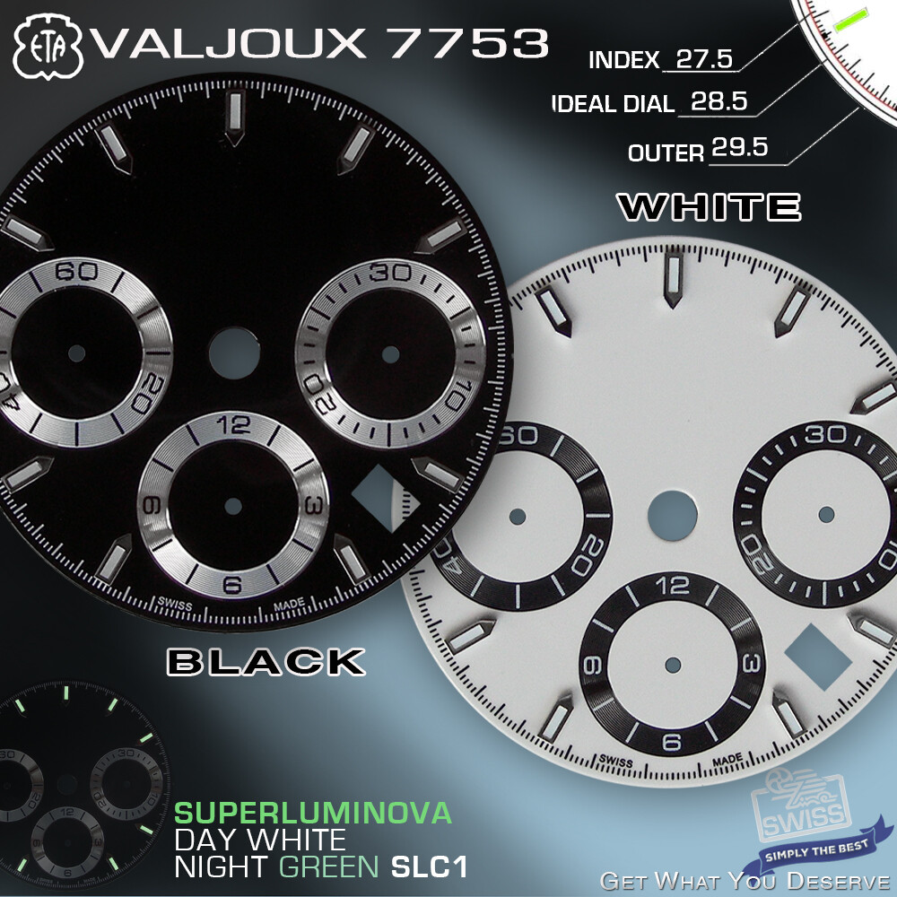 DO IT YOURSELF KIT: 7753 ETA-VALJOUX, DAYTONA, 316L, STAINLESS STEEL CASE & BAND
