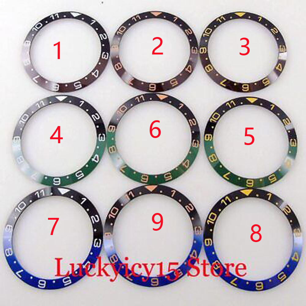 12 Hours Insert Slope 38MM Ceramic Watch Bezel Insert Black/Green/Blue Fit 40mm