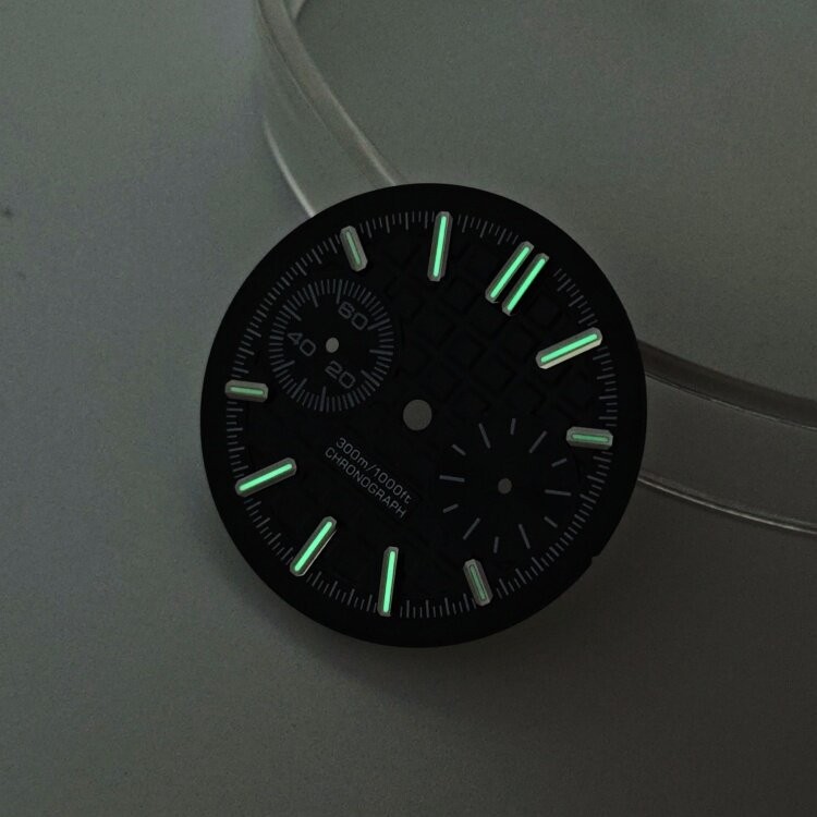 30mm Farmhouse Oak Watch Dial Green Luminous for VK64 Movement Parts Waterproof