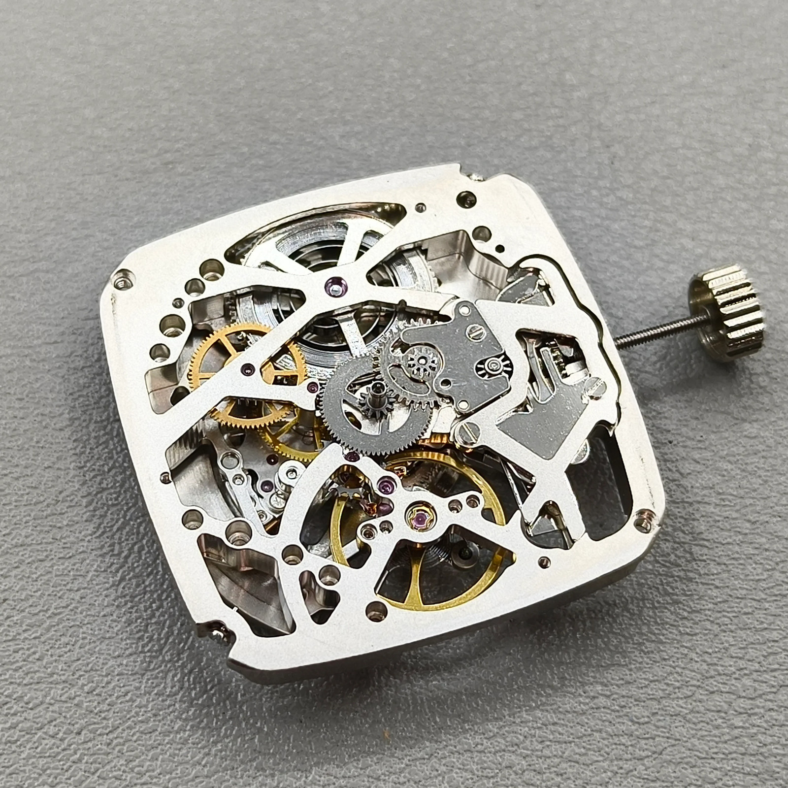 Silver Tianjin Seagull ST25 Square Automatic Mechanical Movement 3 Hands Hollow