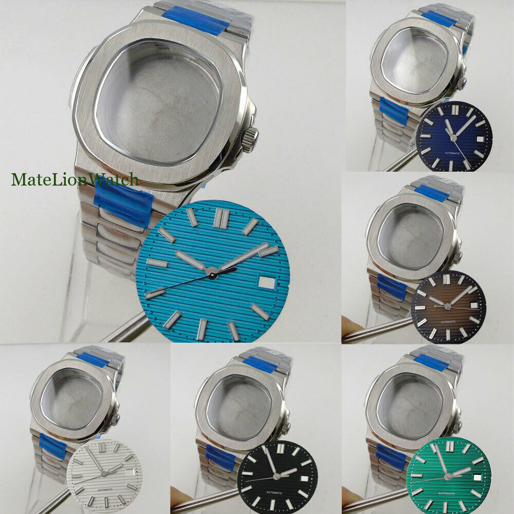 Sapphire Crystal 40mm Square Watch Case+Dial Fit NH35A Miyota821A DG2813 ETA2824