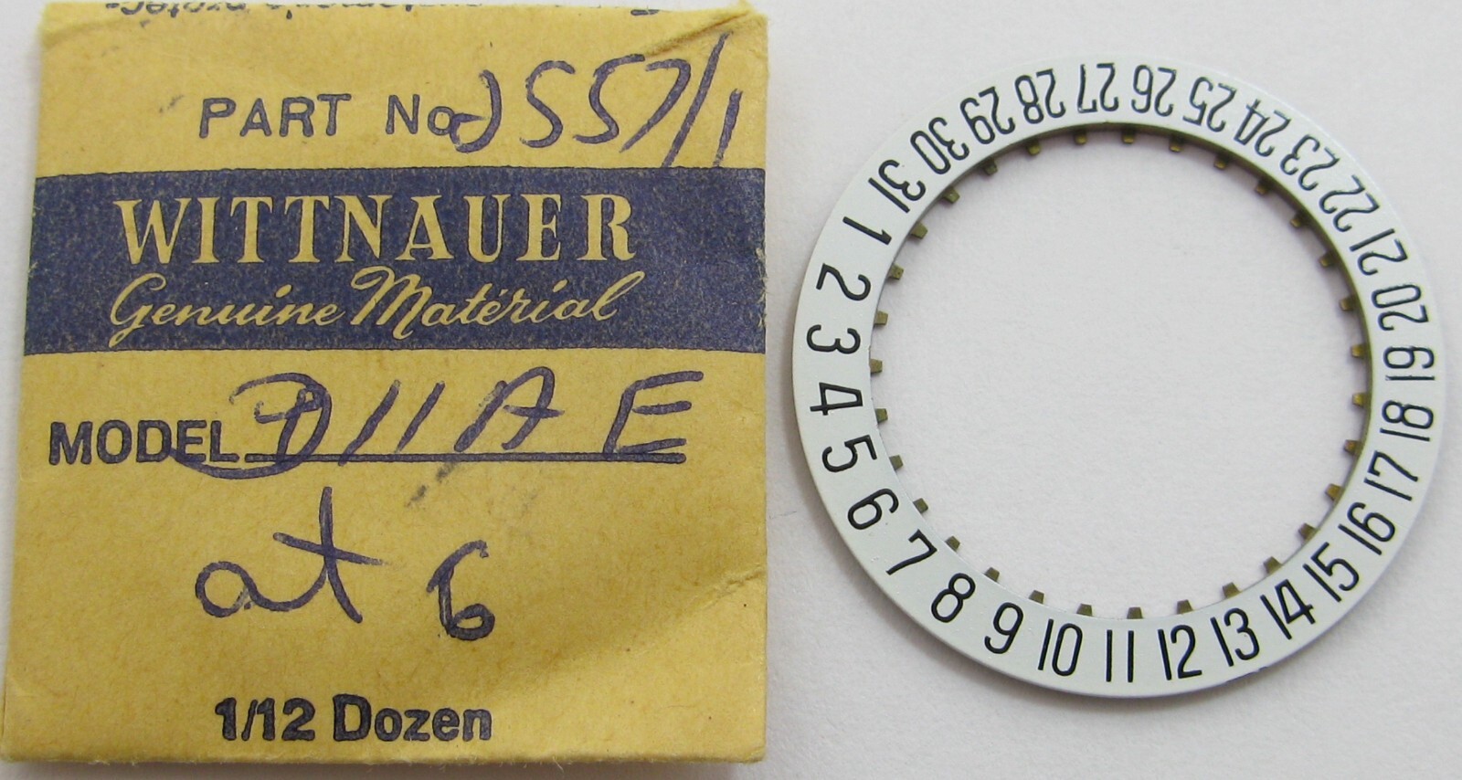 Wittnauer D11AE watch part calendar / day disc 6Hr.