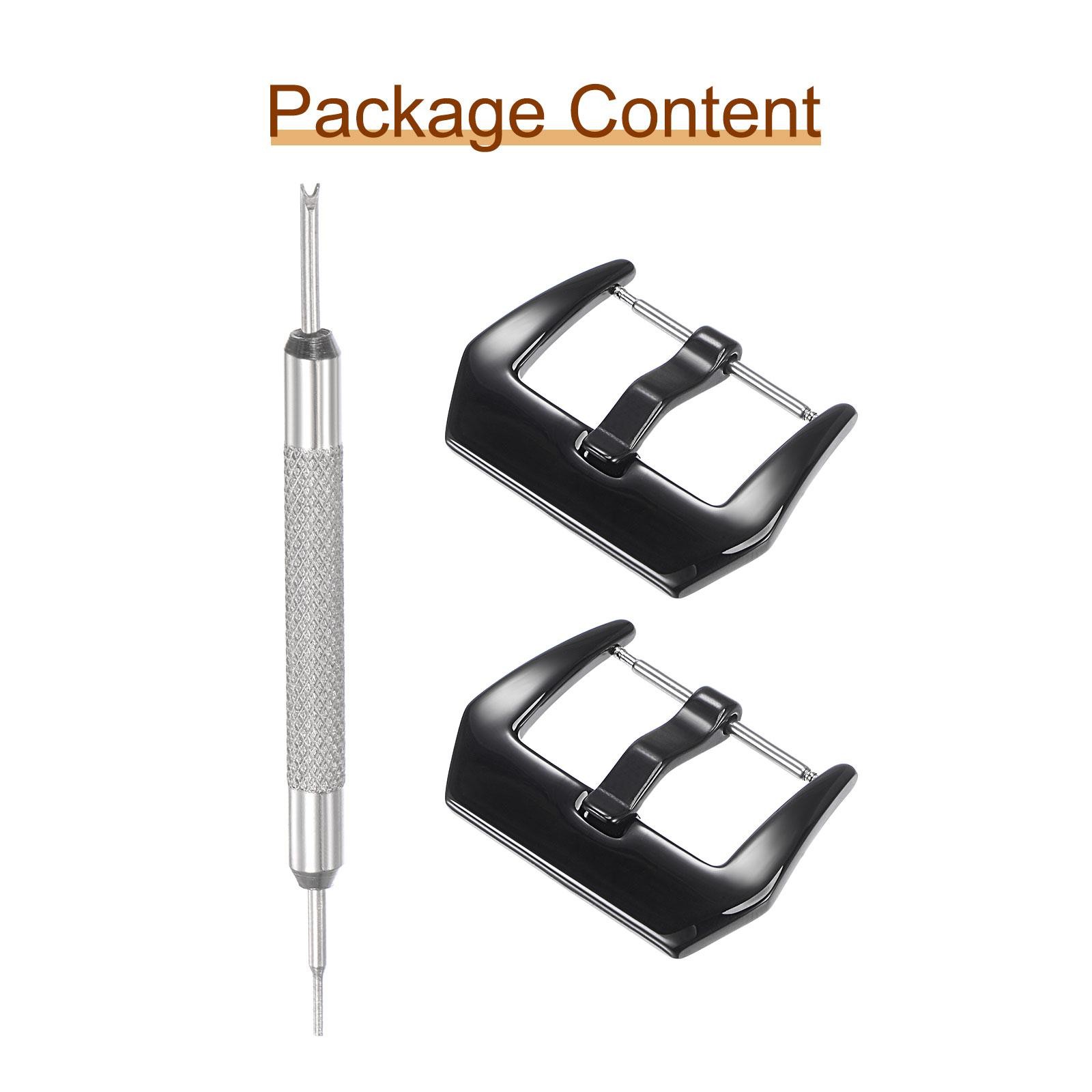 24mm Width SUS304 Polished Buckle Black with Spring Bar Remover