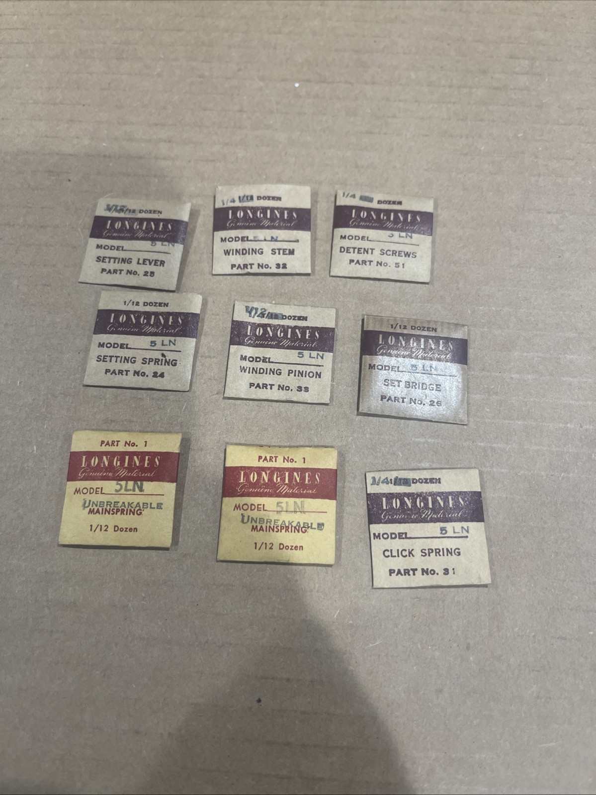 Vintage Longines Cal. 5LN Assortment Of Movement Parts Lot