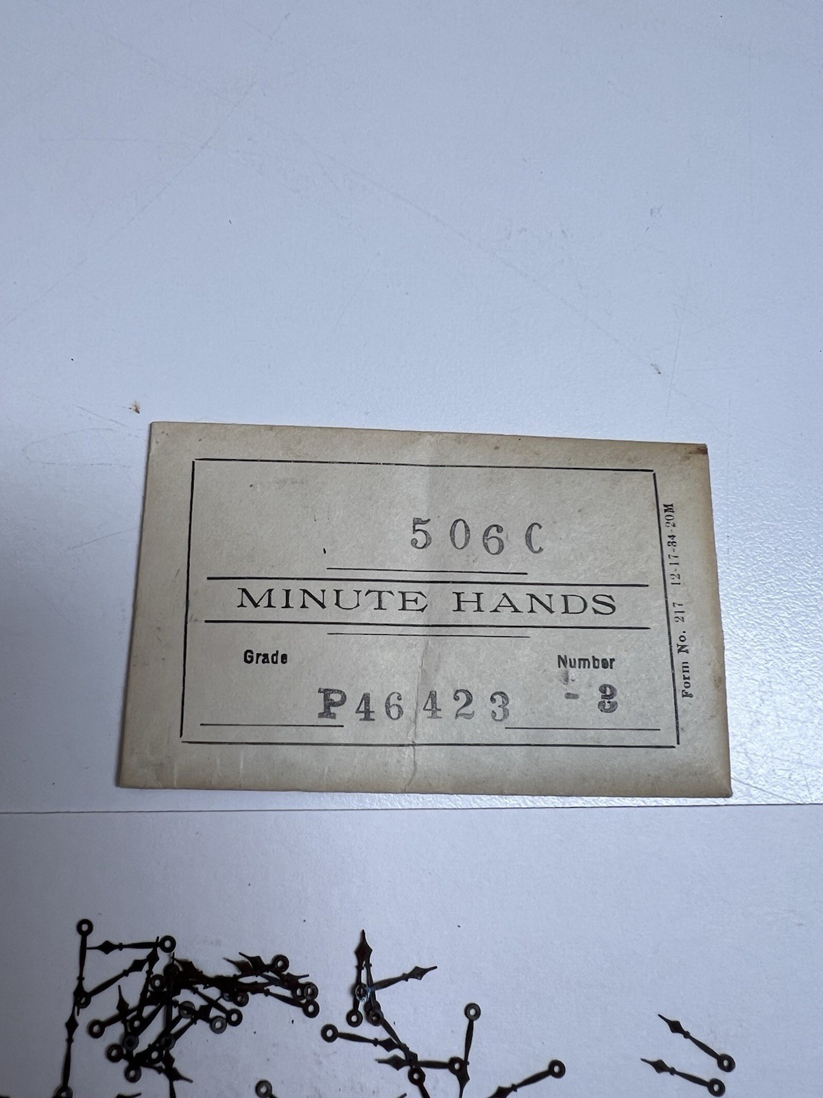 Antique Minute Watch Hands 3/25/36 Grade P46 423 Number 3 New Old Stock Parts