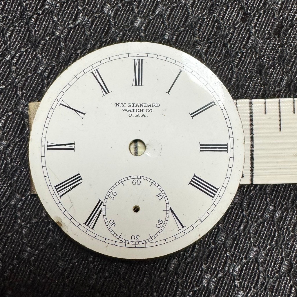 New York N.Y. Standard 18s Roman Numeral Pocket Watch Enamel Dial 44.77mm