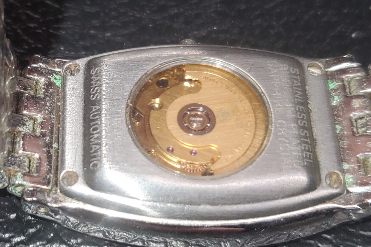 Croton Automatic Gemmed Watch Sapphire Crystal Silver 25 Jewels Mother Of Pearl