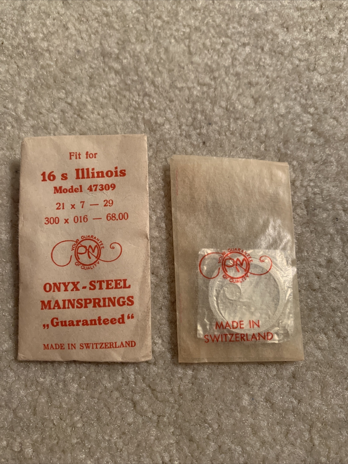 PM ONYX-STEEL Watch Replacement Mainspring 21 X 7-29/300 X 016 – 68.00 Illinois