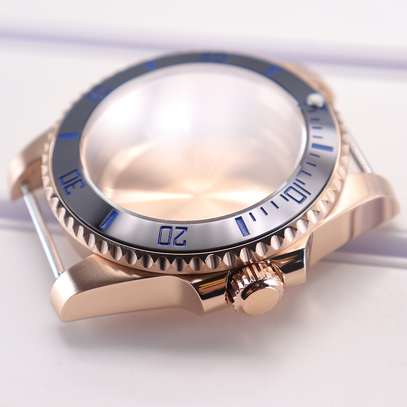 40mm Rose gold Watch Case+ Sapphire Glass Stainless Steel For Seiko Nh35 2824