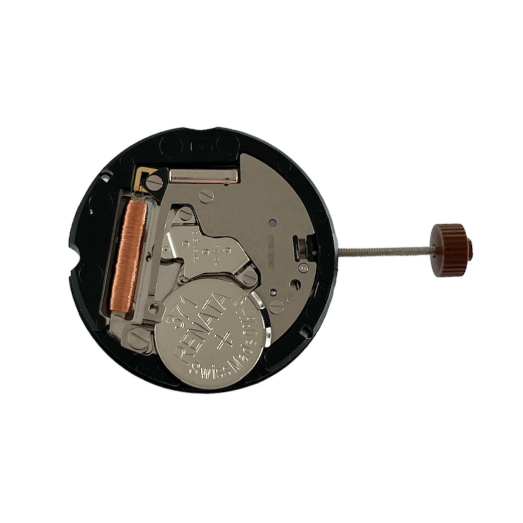 Ronda 505.24H 10 1/2”’ quartz movement with date on 3 o’clock and 24 dual time
