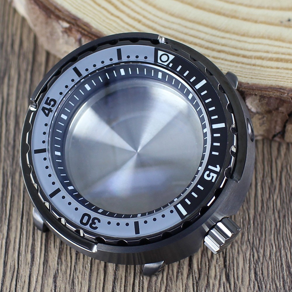 47mm Gun-Color Watch Case Modify Seiko Tuna Can Mod Sapphire For NH35 34 NH36 38