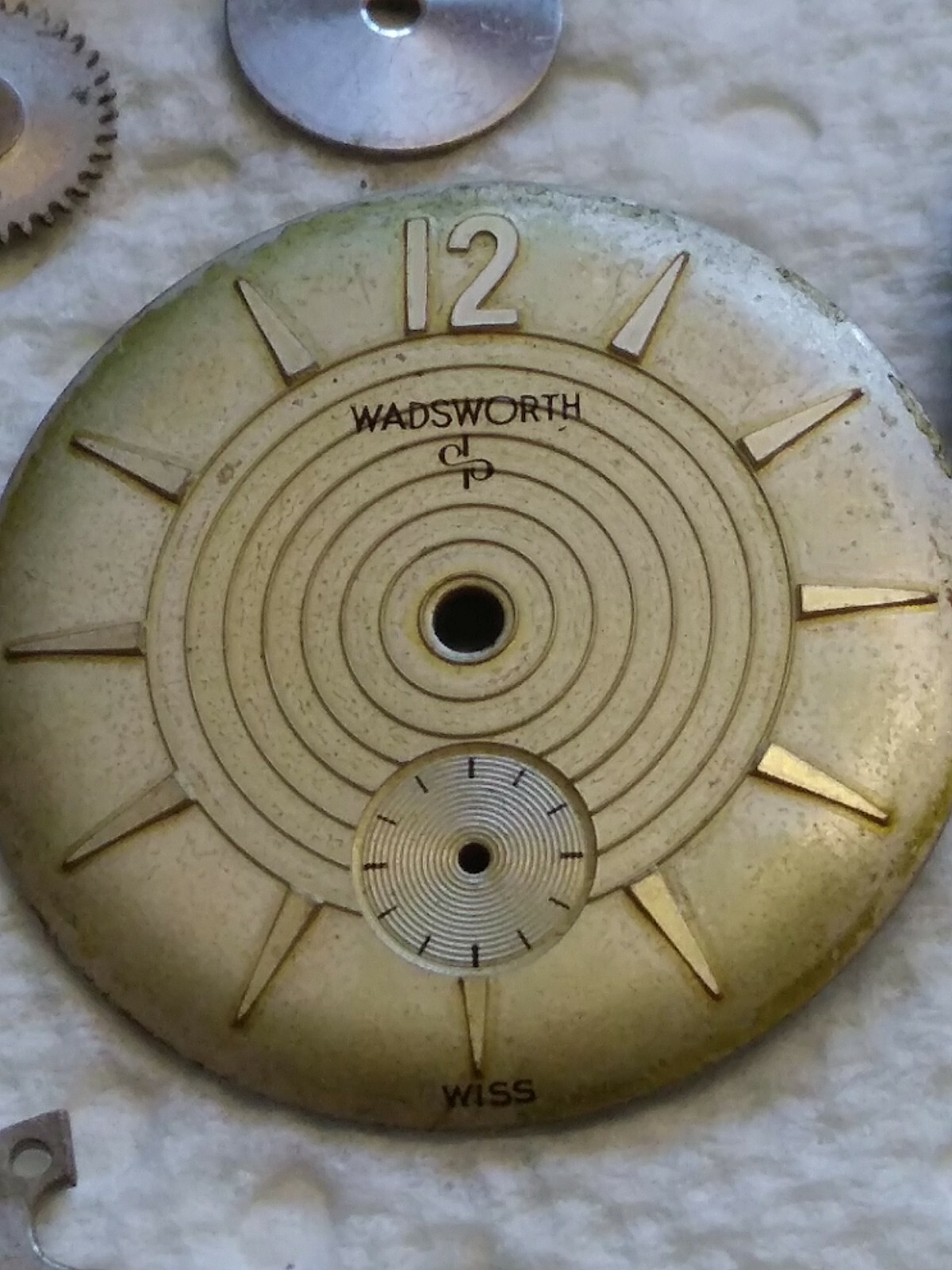 AS 1124 D Disassembled Wadsworth Movement, Dial, Hands, Holder, Case back Repair