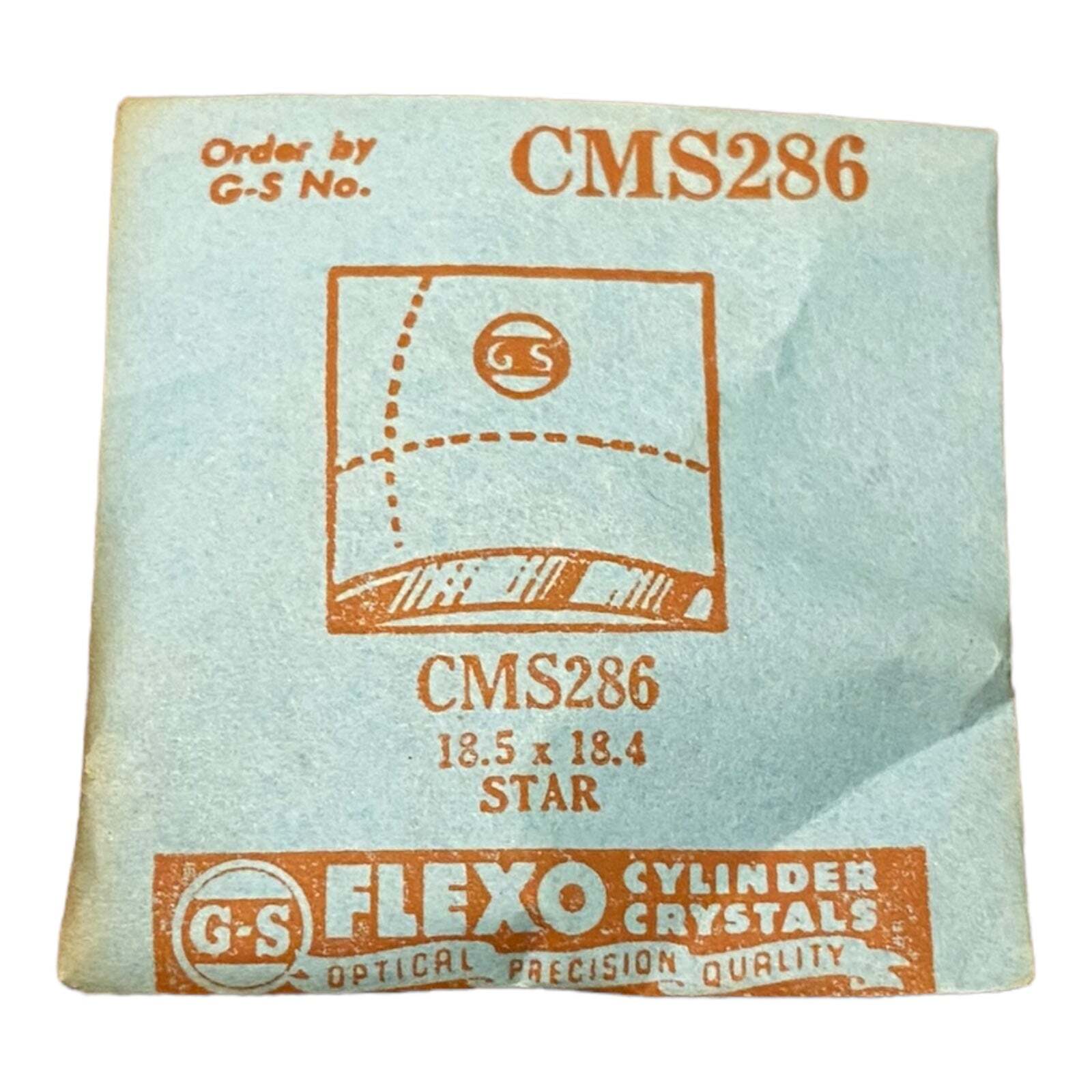 Germanow-Simon Mach (GS) CMS286 Watch Crystal 18.5×18.4 NOS Part Flexo Star