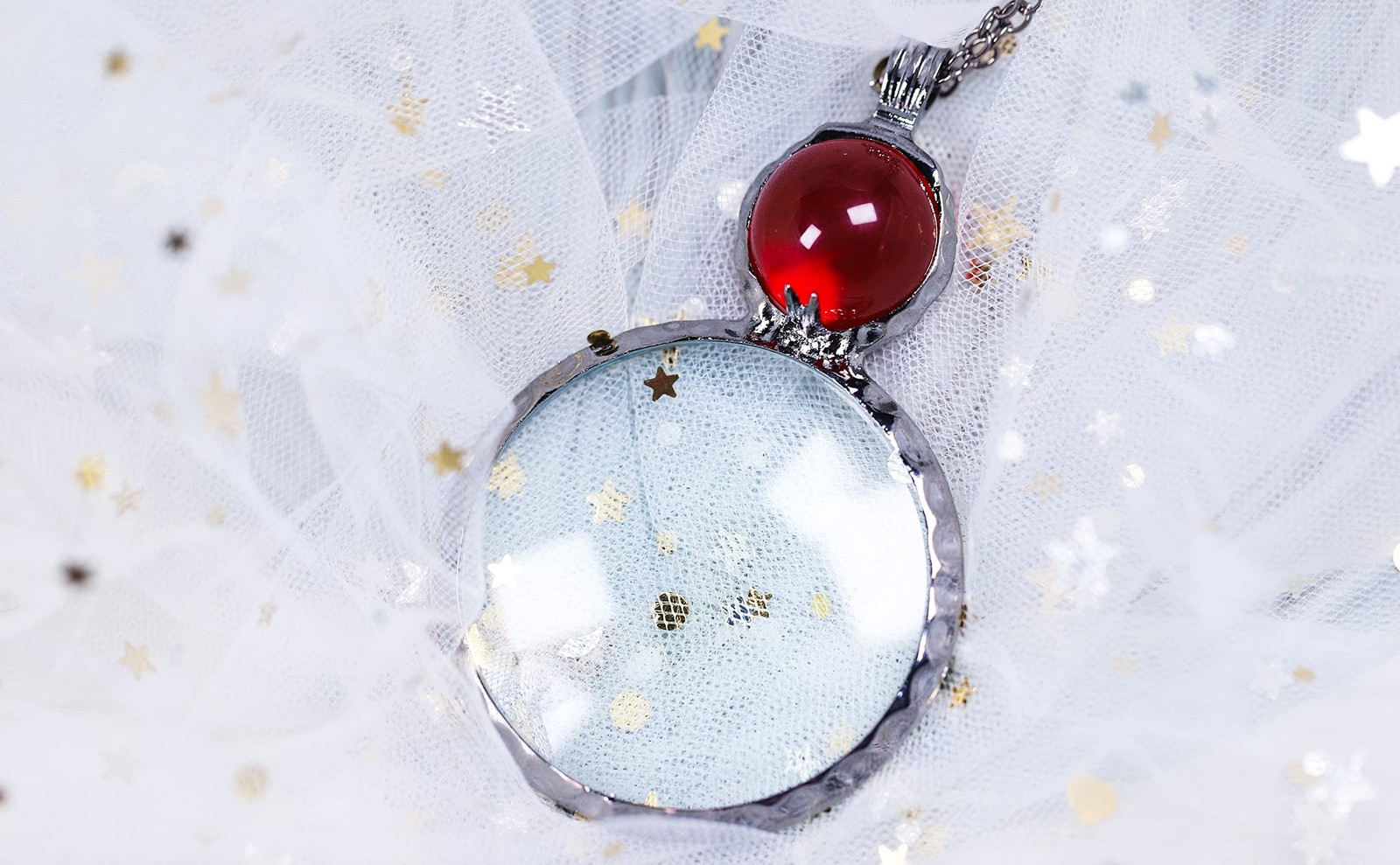 Magnifying Glass Necklace,Jiulory 10x Long Chain Glass Lens Magnifier Mama Ne…