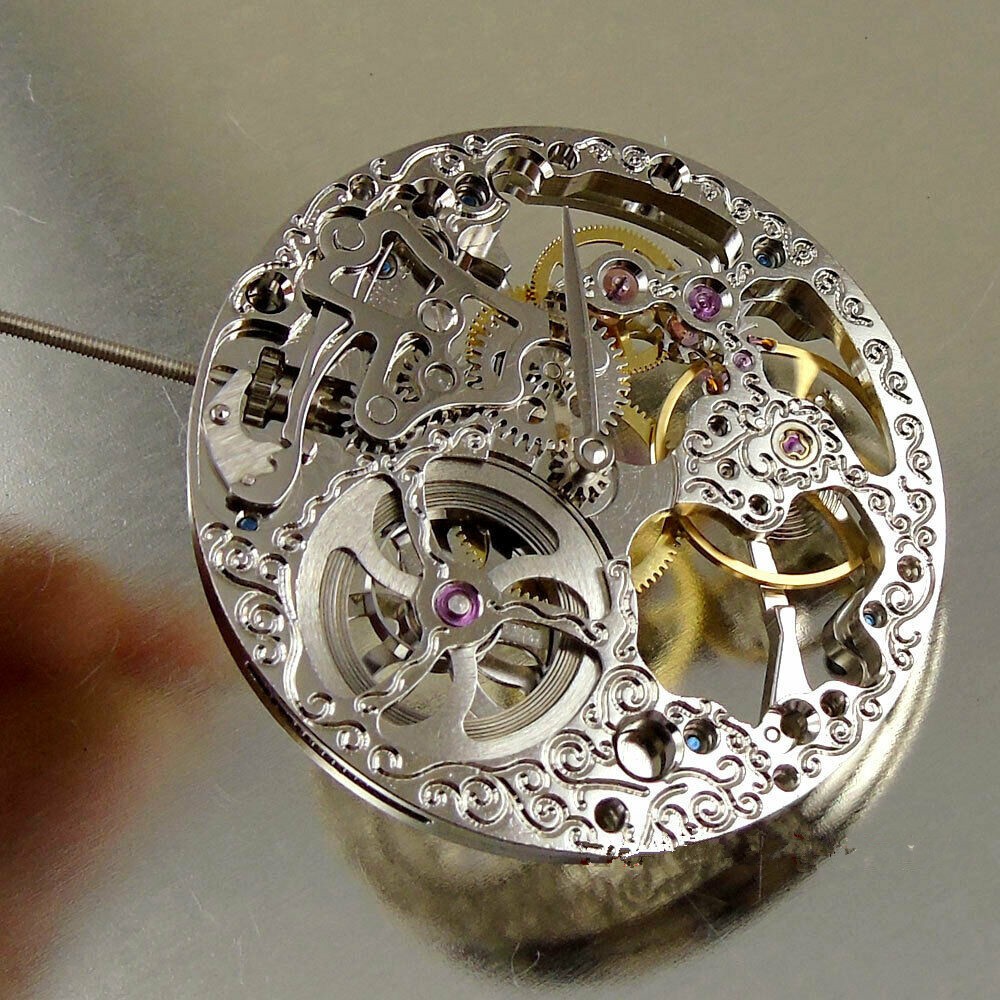 36.6mm 17 Jewels Hollow Mechanical Watch Movement Small Second @6 For ETA 6498