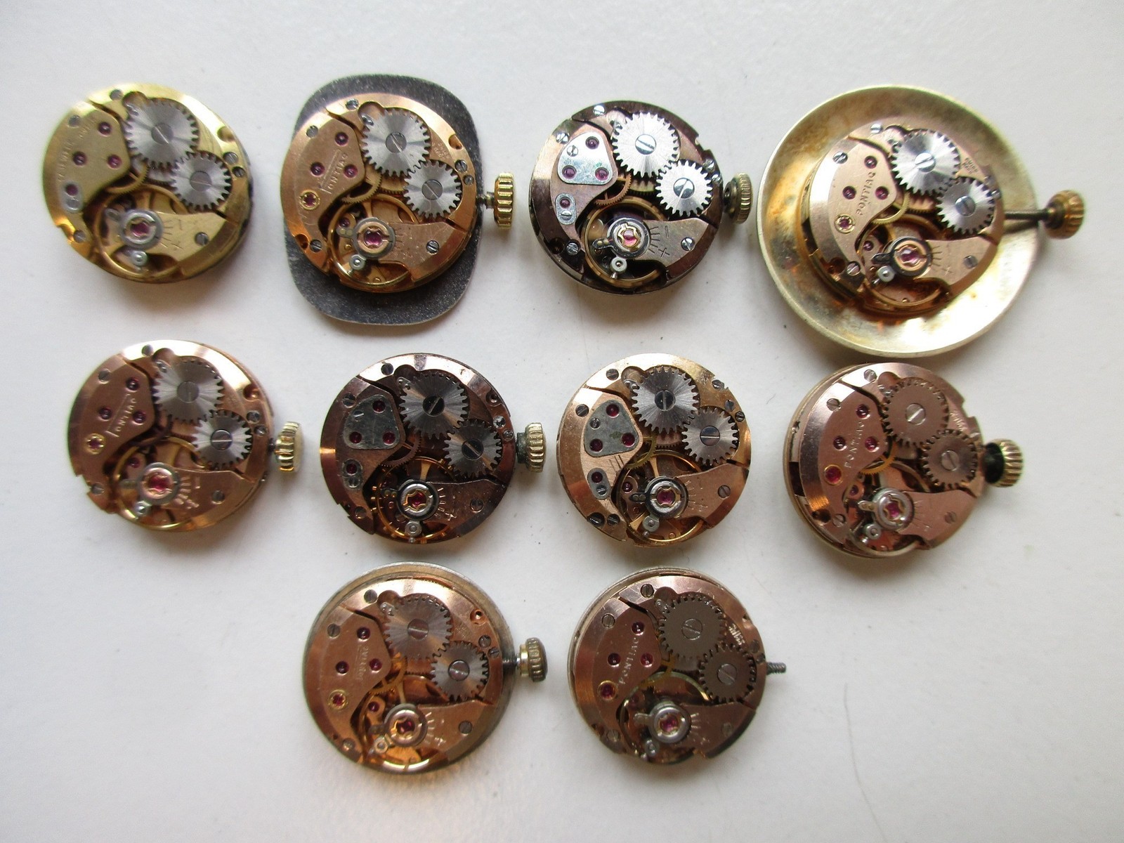 ETA cal. 2412 Swiss *brass – gold color* watch movements (10 pcs) – running