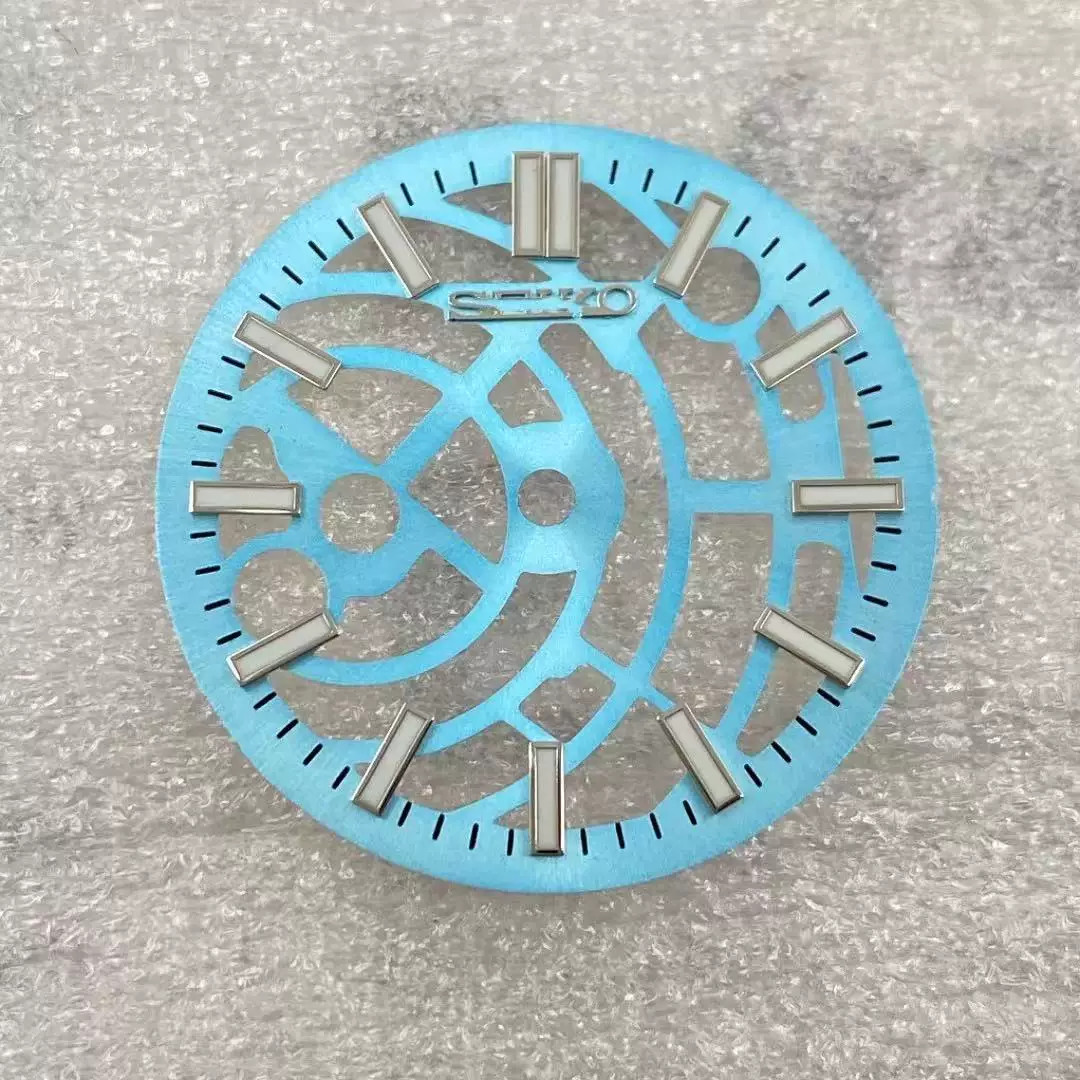 28.5mm Cutout Watch Dial Green Lume for Nh70 NH72 Movement Watch Parts S Logo