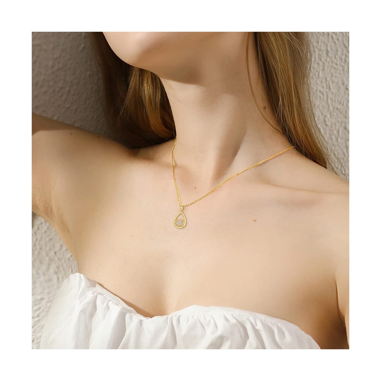 SISGEM 14k Gold Lotus Flower Necklaces for Women, 14 Karat Gold Jewelry Prese…