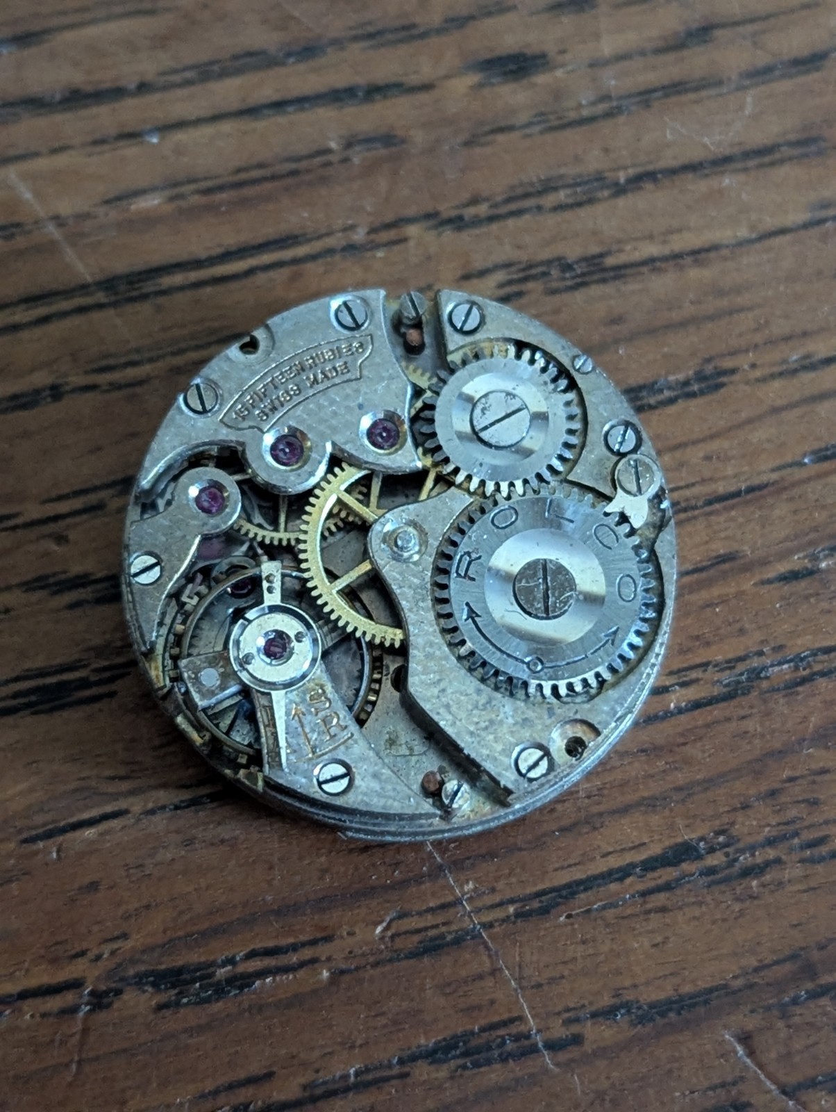 Rolco (Rolex) Watch Movement/Dial/Hands for Repair, Broken Balance, 23.6mm #S653