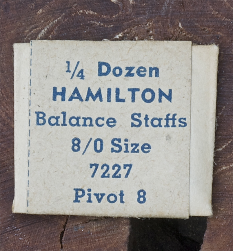 Vintage Hamilton 8/0 size pocket watch balance staff part 7227 for pivot 8
