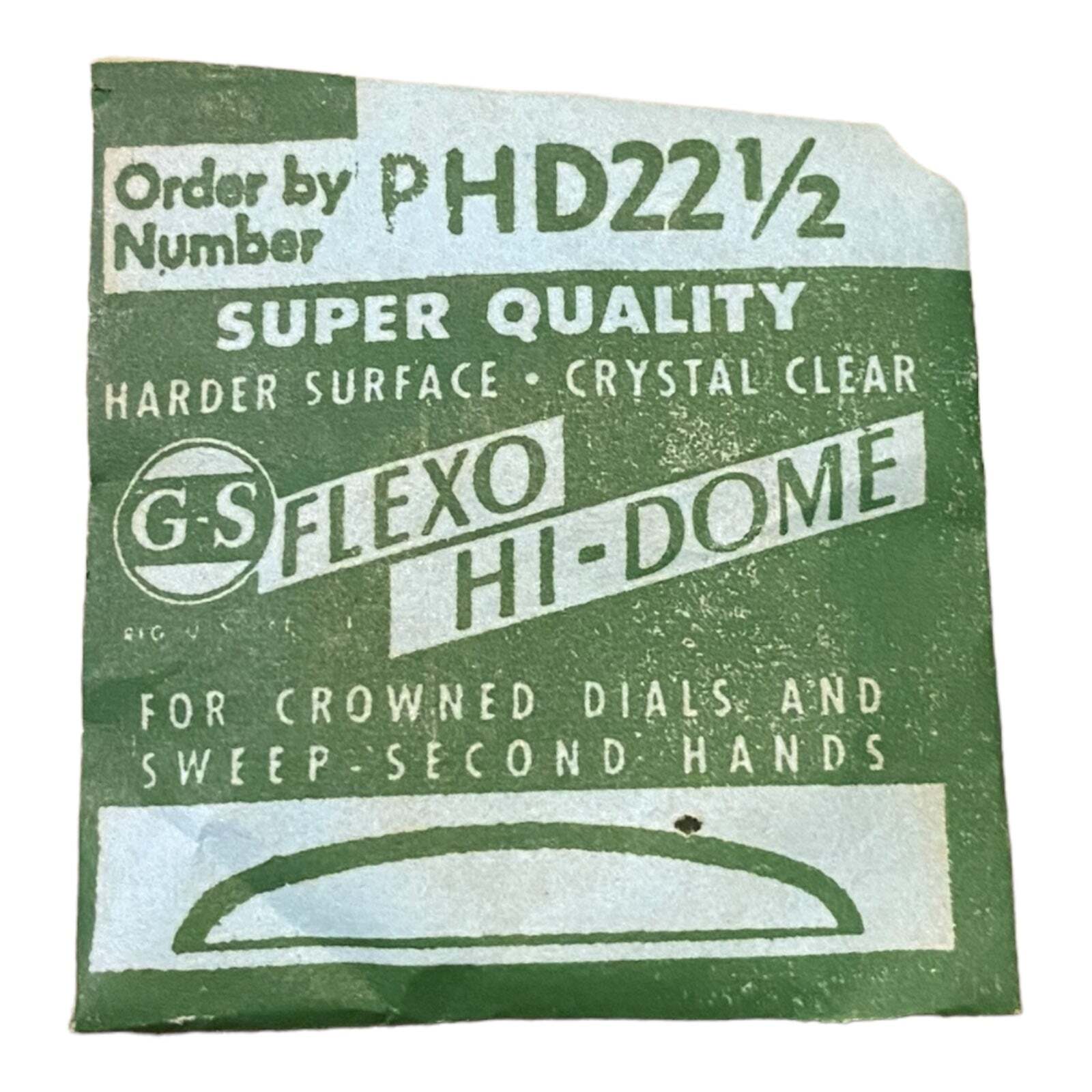 Germanow-Simon Mach (GS) PHD22 1/2 Watch Crystal NOS Part Flexo Hi-Dome