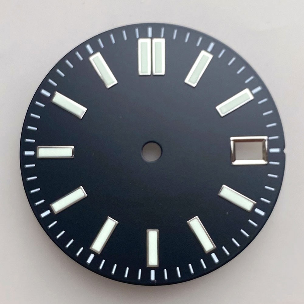 29mm NH35 Sunburst Watch Dial With Silver Baton Indexes Pink/Black/Ice blue Dial