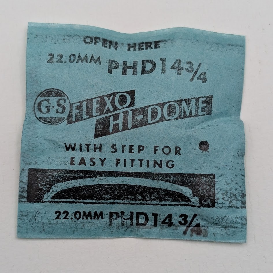 GS Flexo Hi-Dome Watch Crystal 22mm PHD14 3/4 – Acrylic – NOS Sealed