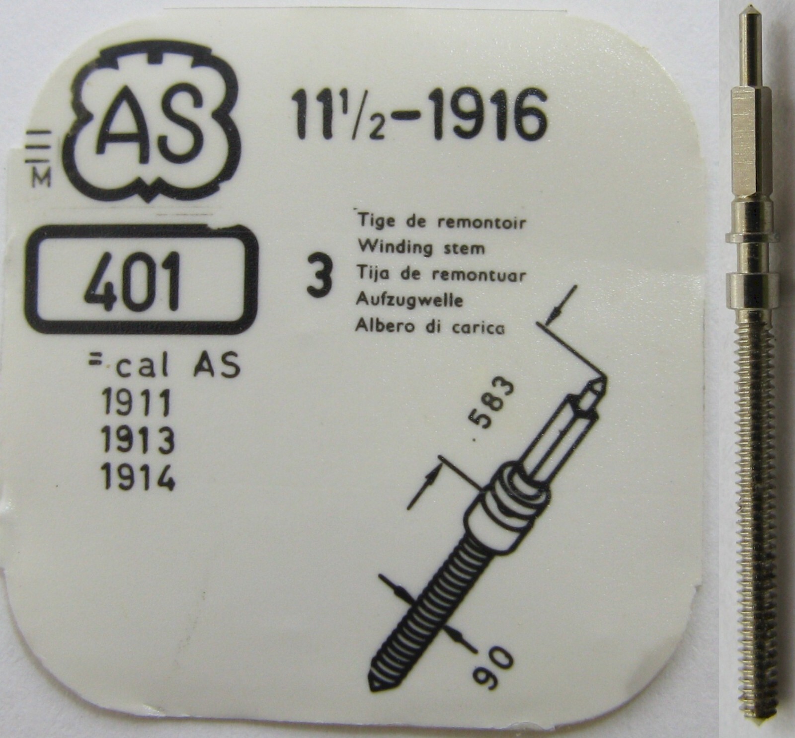 AS 1916 1911 1913 1914 … watch movement part 401 winding stem