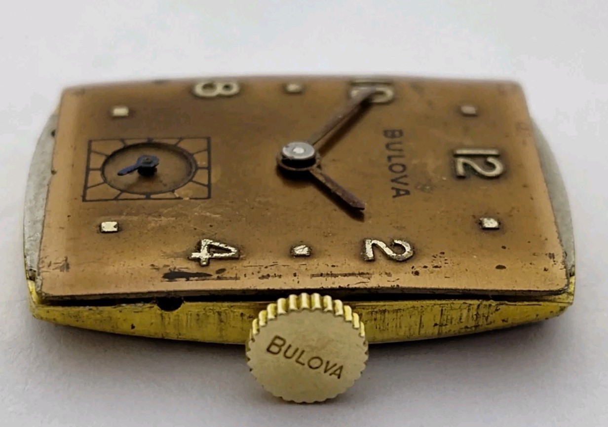 1949 Bulova 7AK 21J Manual Wind Watch Movement Hands Dial Signed Crown Running