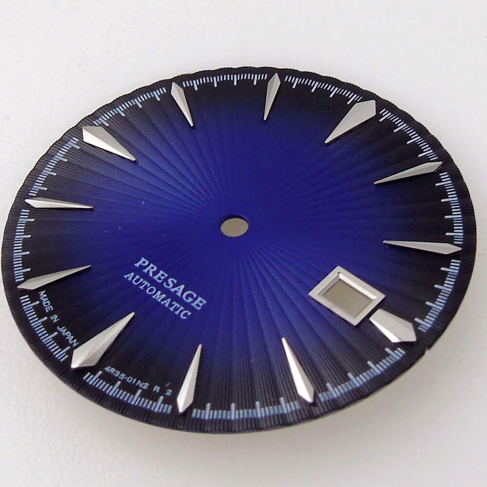 35mm Black Green White Sunburst Watch Dial For Japan NH35 NH36 Movement