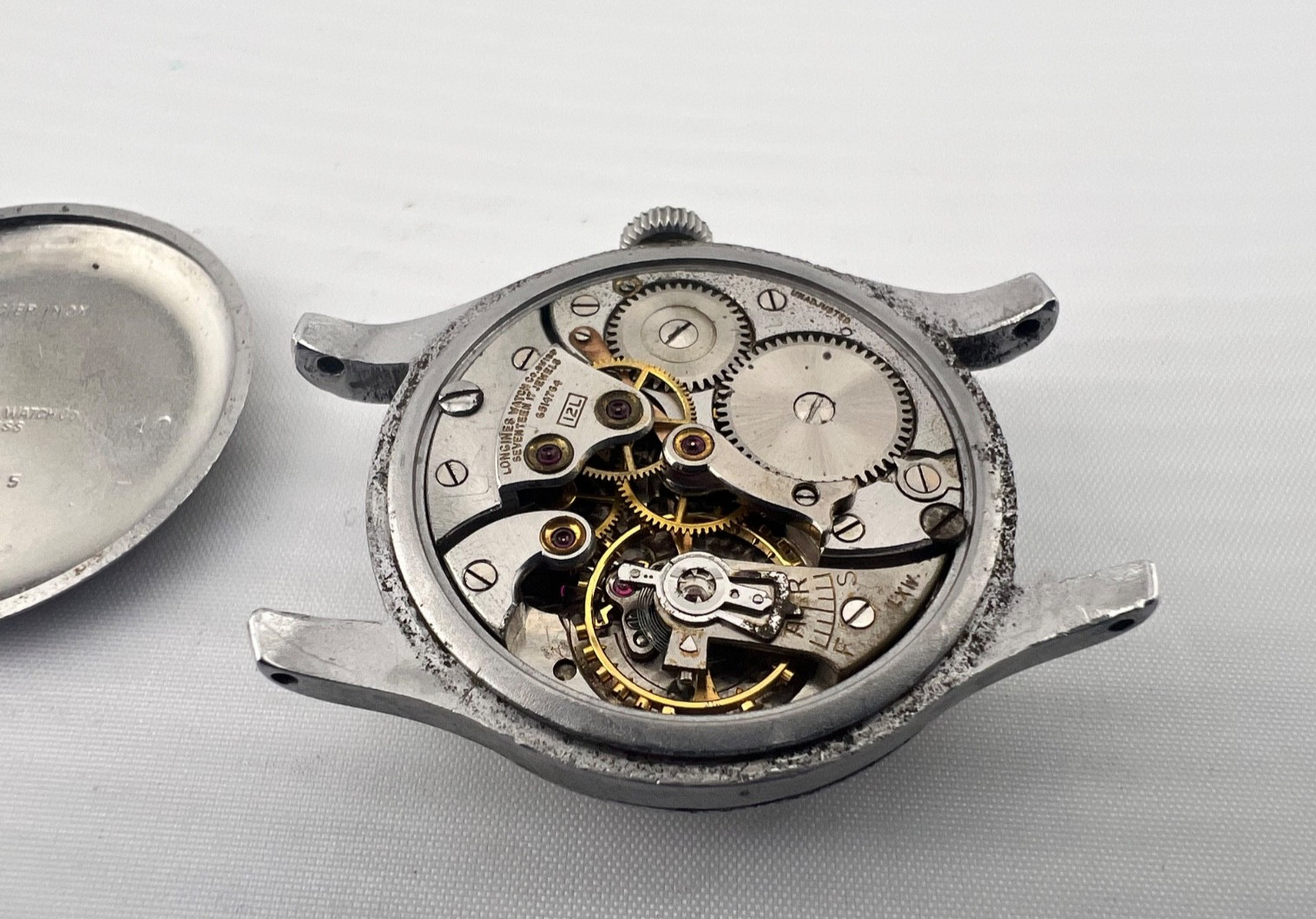 1942 LONGINES WW2 Era Watch, 12L Manual Movement, 2 Tone Dial, SS Case, Runs!