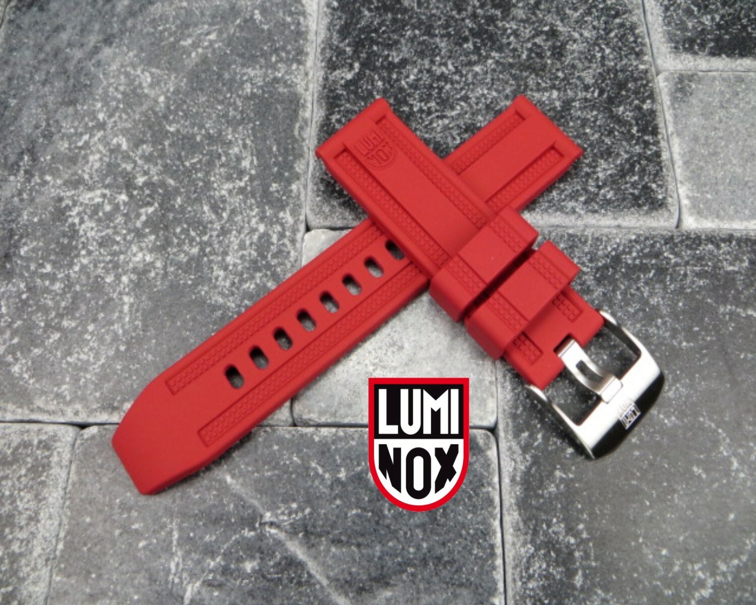 New 23mm LUMINOX Rubber Strap EVO Diver Watch Band XV 3050 3950 Navy Seal Red