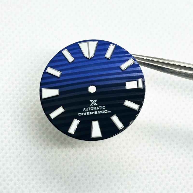 S-LOGO NH35 Dial 28.5mm Samurai-Style Studs Green Luminous for NH35 Movement